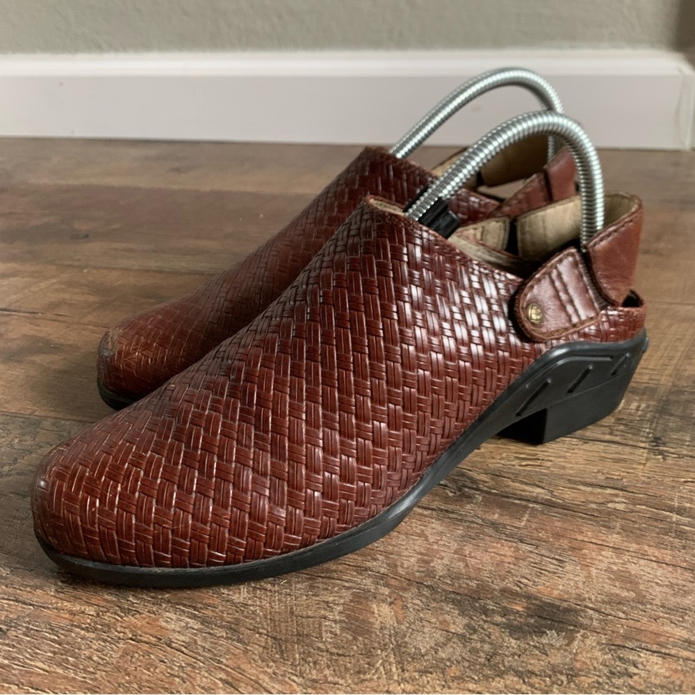 Ariat woven brown leather mules clogs